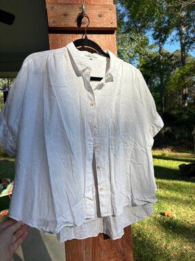 MADEWELL White Linen Short-sleeve Button down top